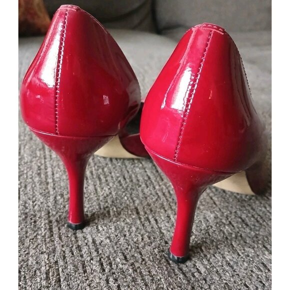 Anne Klein Womens 6.5 Dark Ruby Red Pointed toe D'orsay Stiletto Heels Classic - Picture 5 of 7